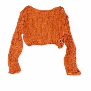 SHEIN Orange Knit Crop Top